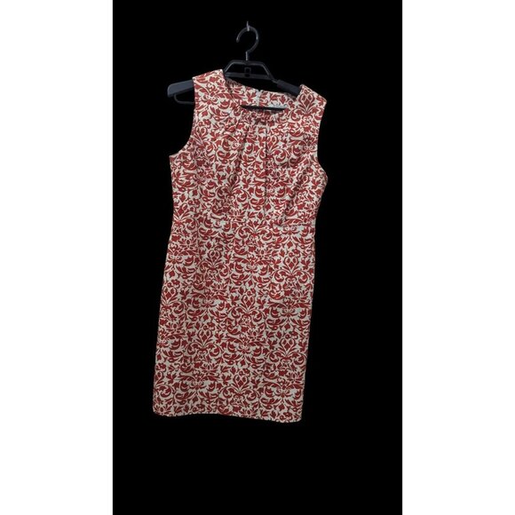 Banana Republic Petite Dress Size 4P orange White Floral Sleeveless - Picture 2 of 9
